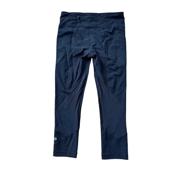 LULULEMON Athletica Wunder Train Cropped Tights/leggings w/ Pockets, Black; 6 - Picture 2 of 8